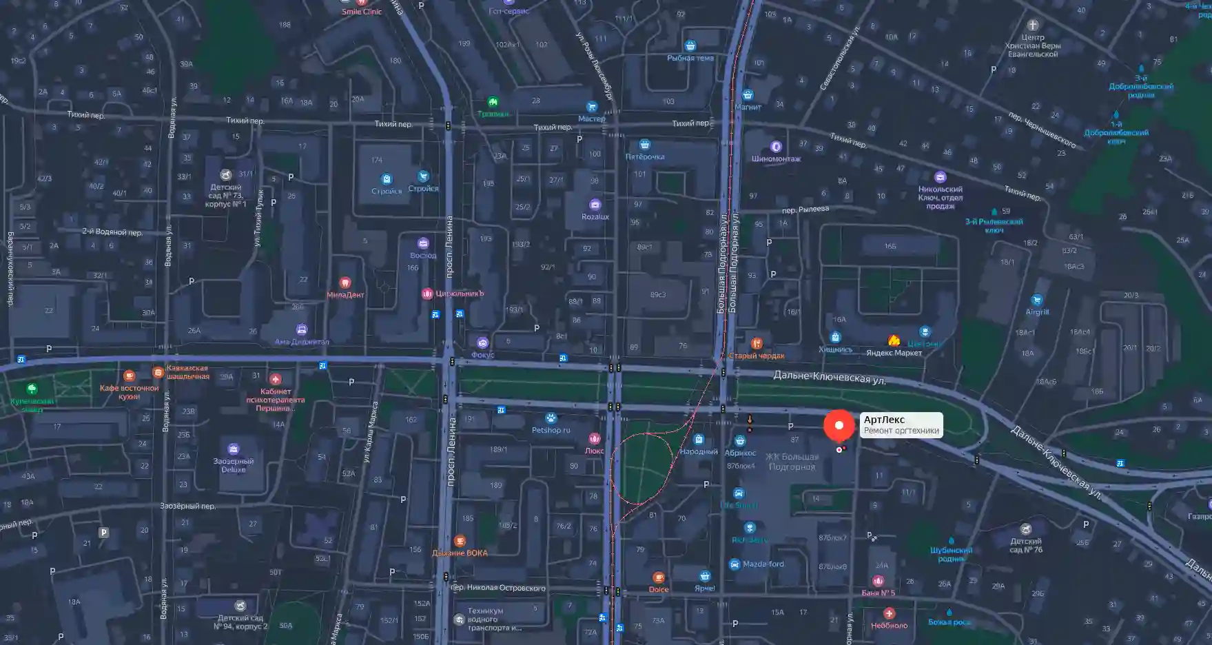 Фрагмент схемы расположения нашего офиса на Яндекс Картах